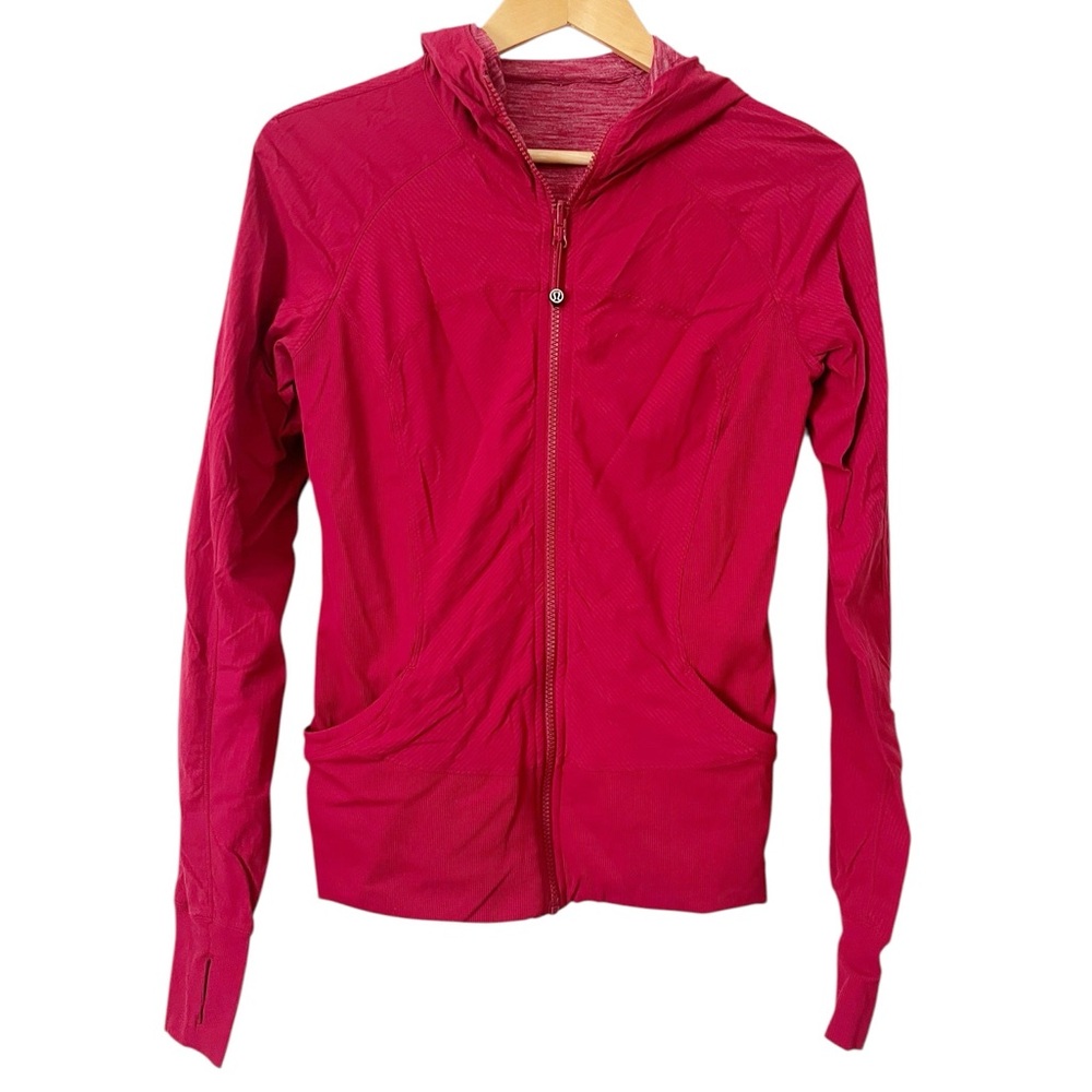 Lululemon In Flux Cranberry Heathered Red Reversible Full Zip Jacket Size 8